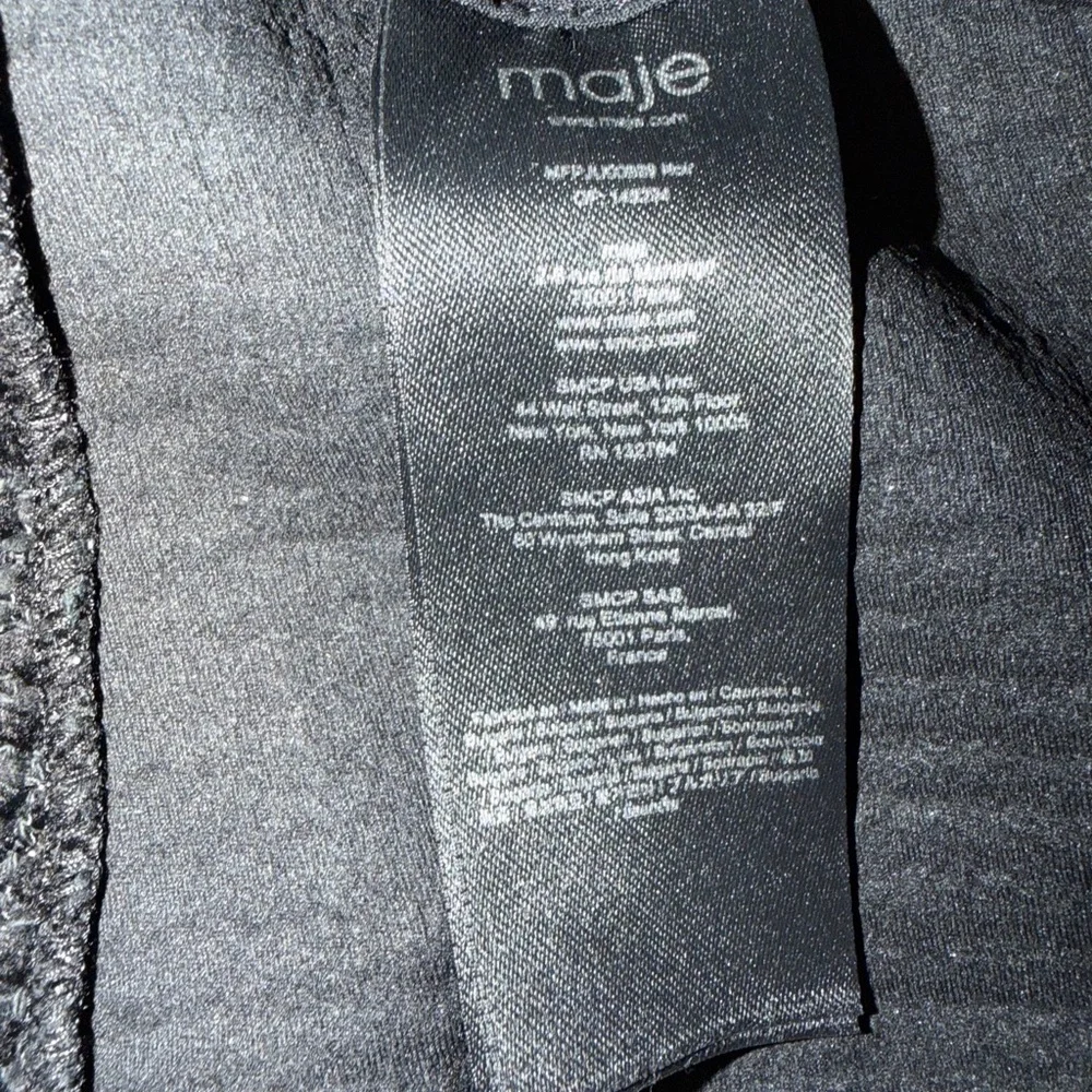 Maje Black Textured Mini Skirt with Faux Leather Trim like new condition 36